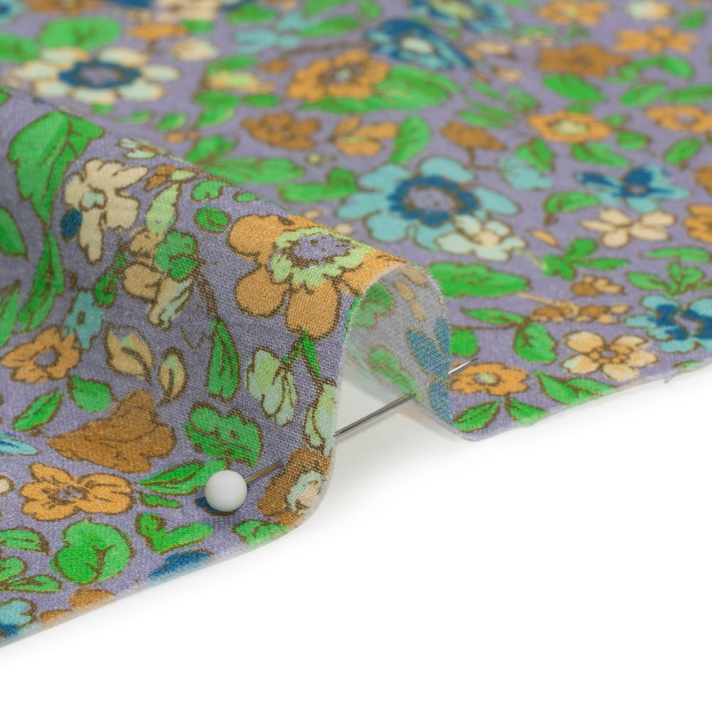 Crinkled Cotton Gauzy Woven Print - Green, Orange and Purple Floral - Mood Exclusive The Perks of Being - Joann Fabrics