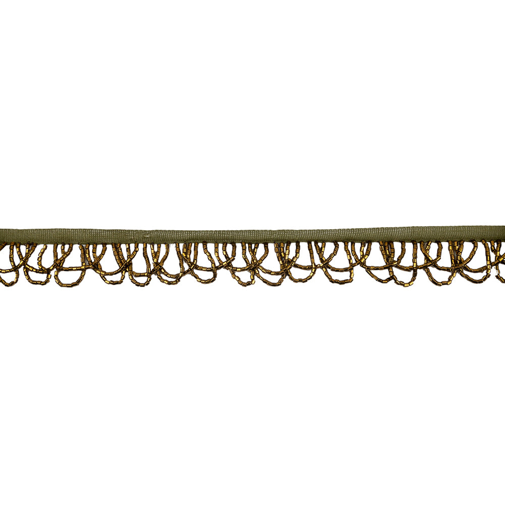 Vintage Bronze Small Looped Bugle Beaded Fringe - 1