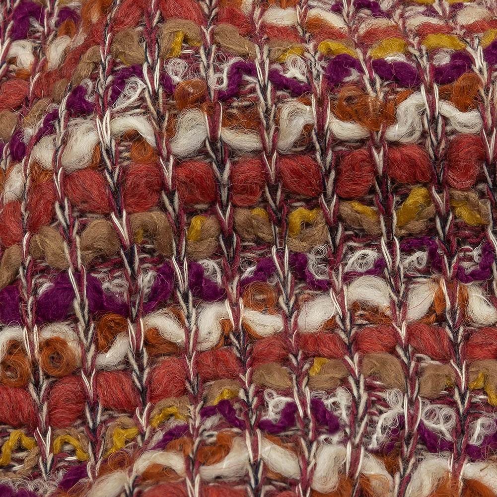 Magenta, Desert Rose and White Boucle Stripes Chunky Wool Blend Sweater Knit - Joann Fabrics