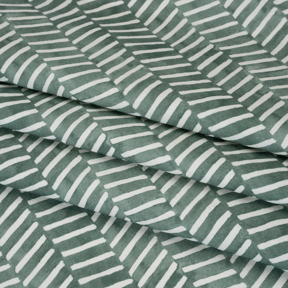 Brushed Cotton and Linen Canvas Print - Kingfisher Painted Herringbone - British Imported - Joann Fabrics