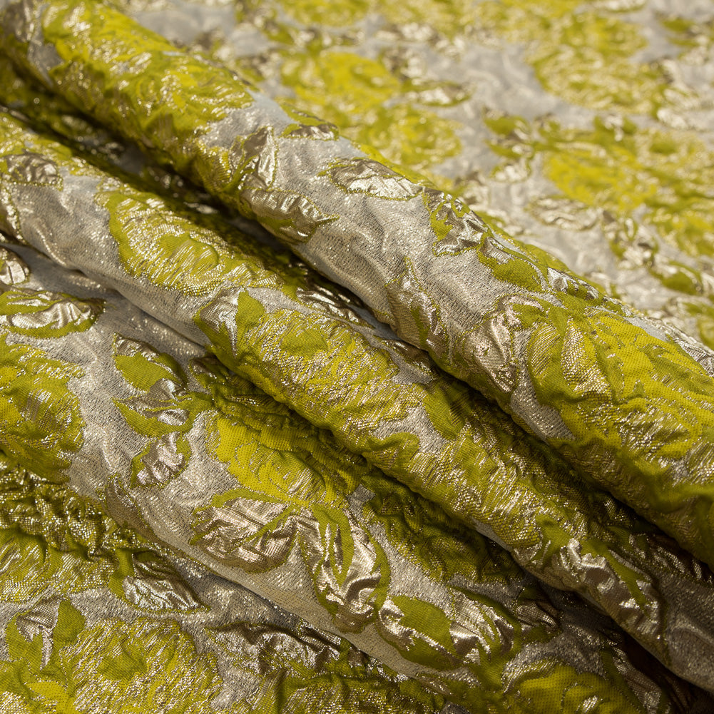 Lime Luxury Floral Metallic Brocade - Joann Fabrics