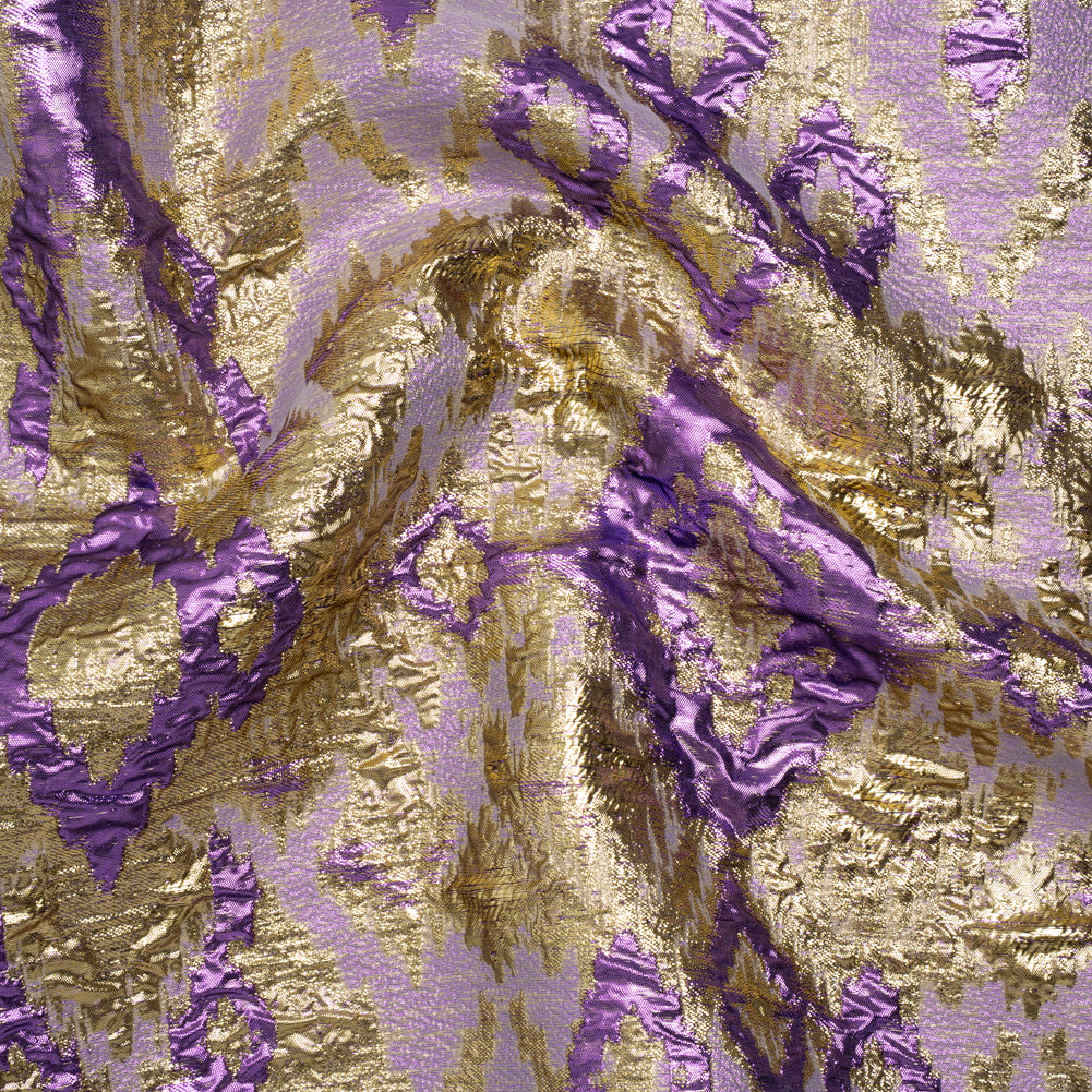 Purple and Gold Luxury Geometric Metallic Brocade - Joann Fabrics