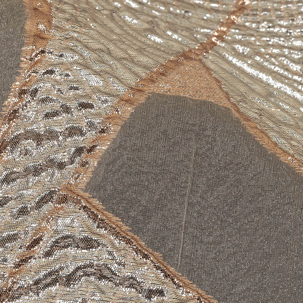 Metallic Silver and Rose Gold Abstract Luxury Burnout Brocade - Joann Fabrics