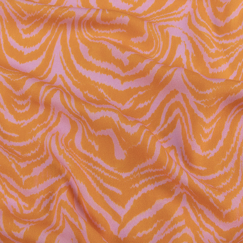 Sustainable Viscose Crepe - Pink and Orange Animal Stripes - Saffron River Print - Mood Exclusive Gisele Collection - Joann Fabrics