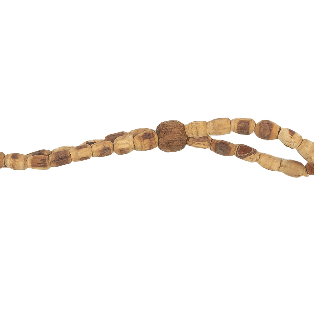 Vintage Dark Brown and Natural Wood Beaded Double Strand Belt - 56