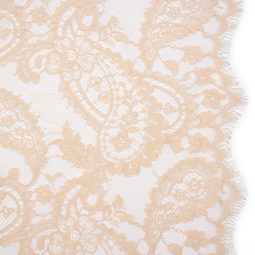 Cotton Blend Re-Embroidered Lace with Scalloped Edges - Dusty Peach Paisley - Famous Australian Famous Australian Designer Deadstock - Joann Fabrics
