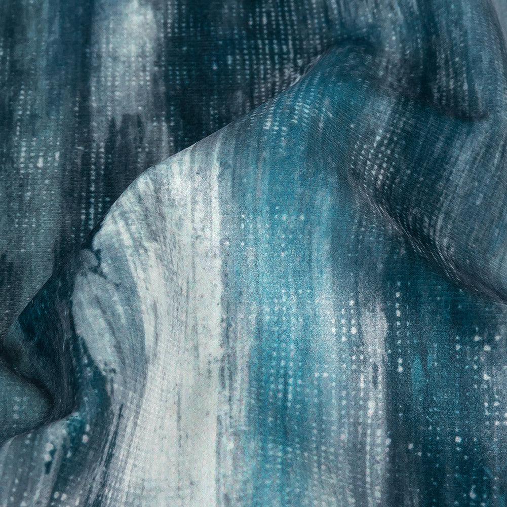 Polyester Knit Microvelvet Print - Indigo Brushstrokes - British Imported - Joann Fabrics