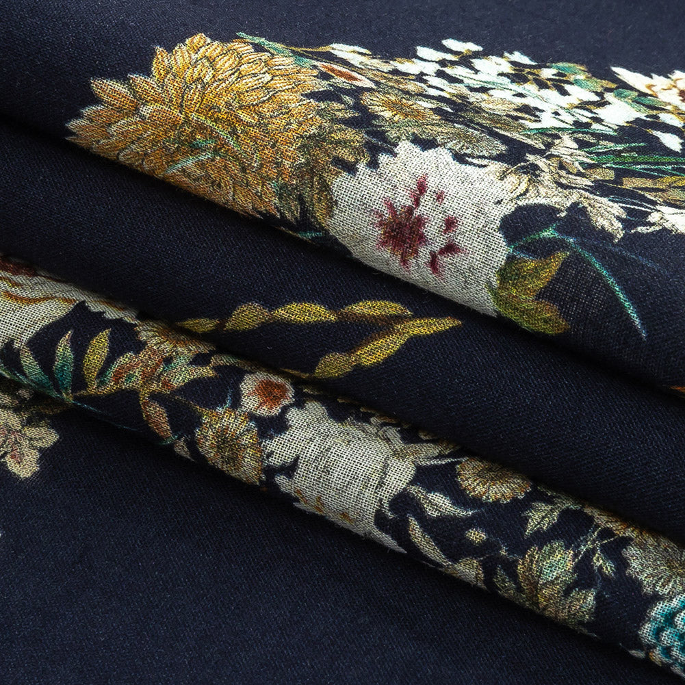Cotton Voile - Navy Floral Cranes - Hera's Revenge Print - Mood Exclusive Gaia Collection - Joann Fabrics