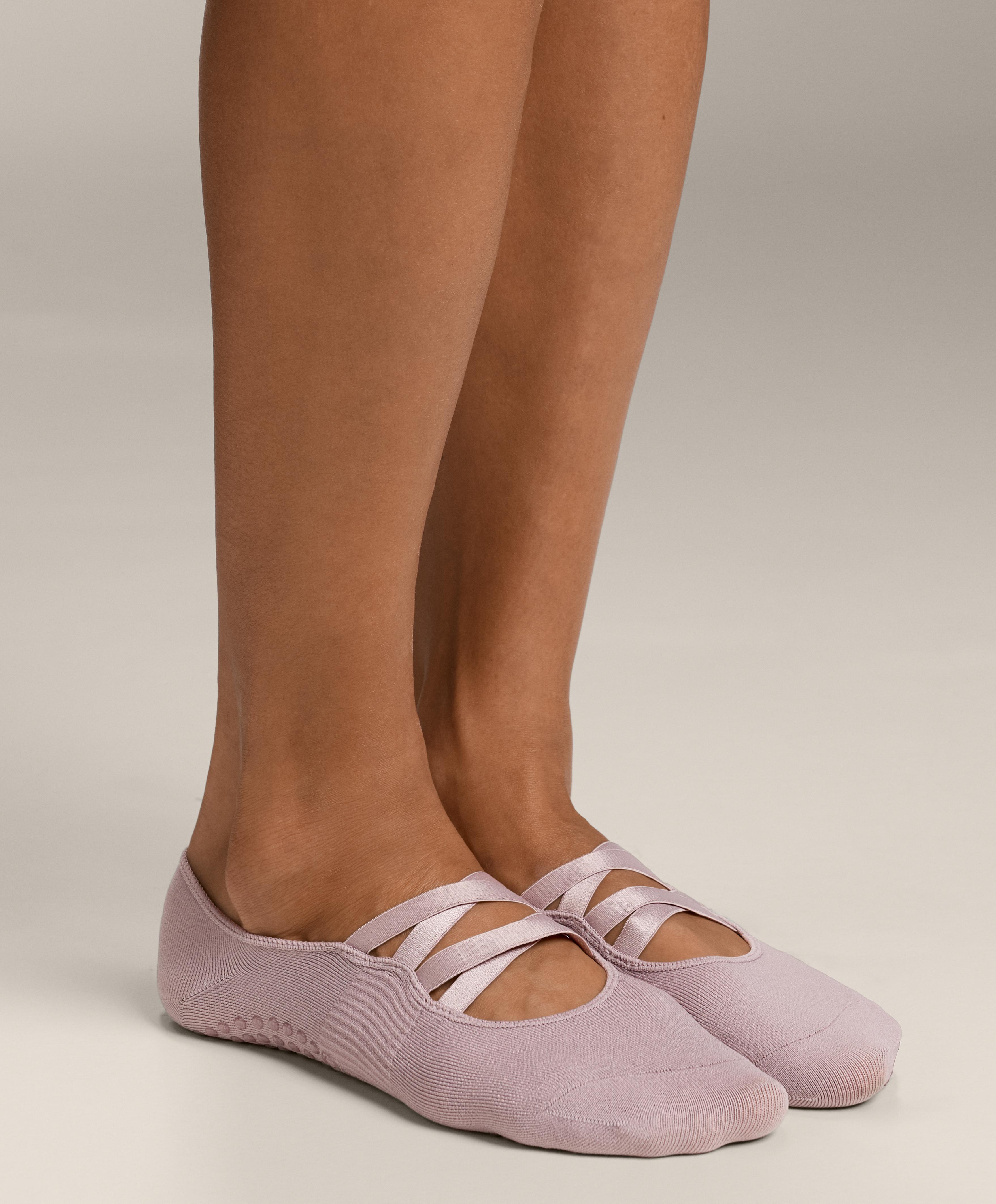 2 pairs of yoga and pilates polyamide blend double strap socks