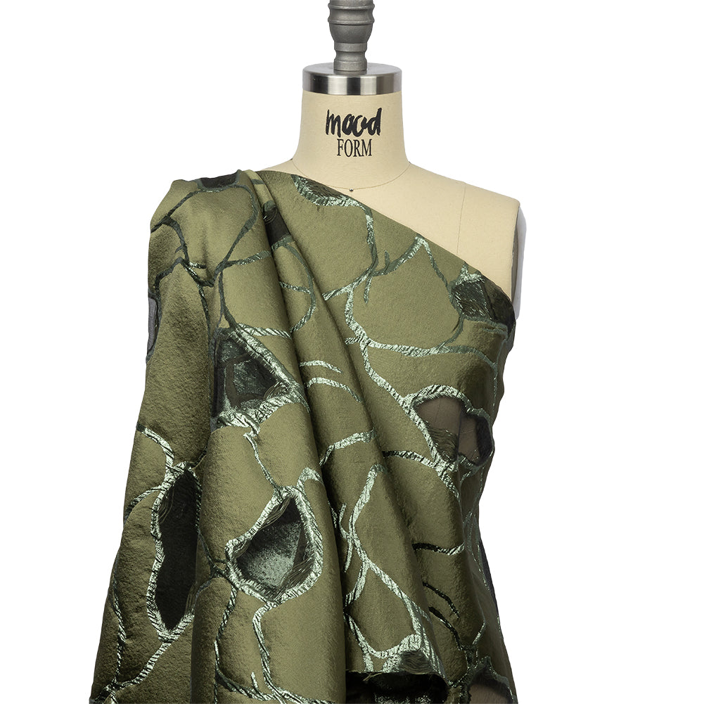 Metallic Olive Green Abstract Luxury Burnout Brocade - Joann Fabrics