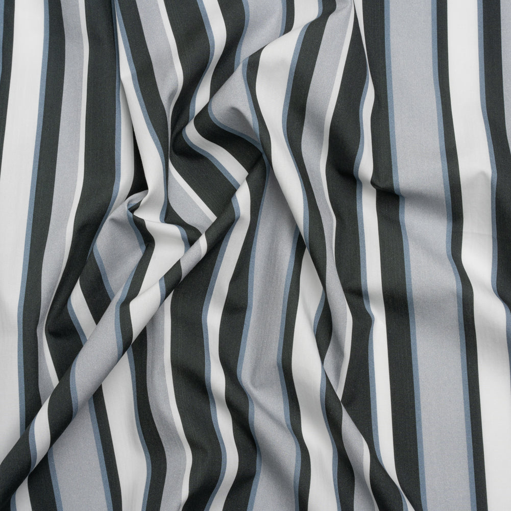 Cotton Poplin Print - Charcoal, Gray and Gray-Blue Stripes - Mood Exclusive Grayscale Stripes - Joann Fabrics
