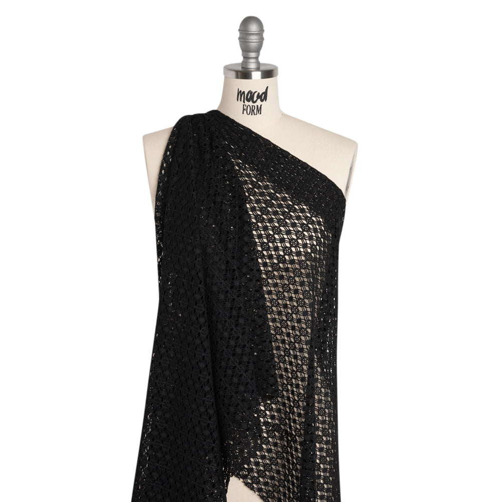 Knit Lace - Black Diamonds, Medallions and Stripes - Designer Deadstock - Joann Fabrics