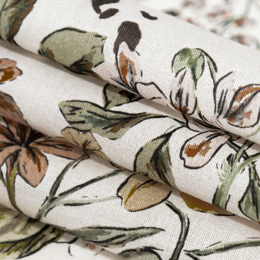 Cotton Voile - White Floral - Blossoms Adrift Print - Mood Exclusive Serengeti Collection - Joann Fabrics