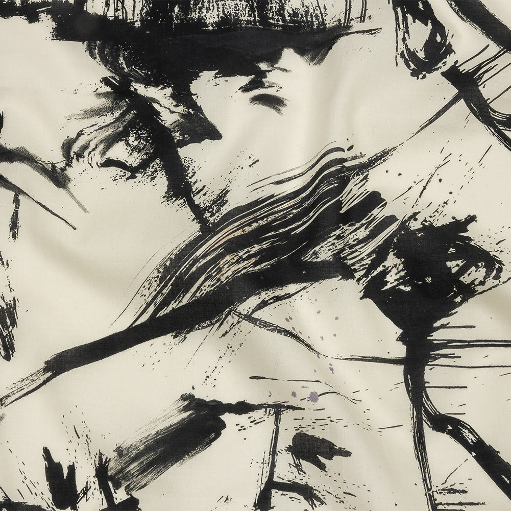 Cotton Voile - Black and White Abstract - Subway Lines Print - Mood Exclusive Metro Collection - Joann Fabrics