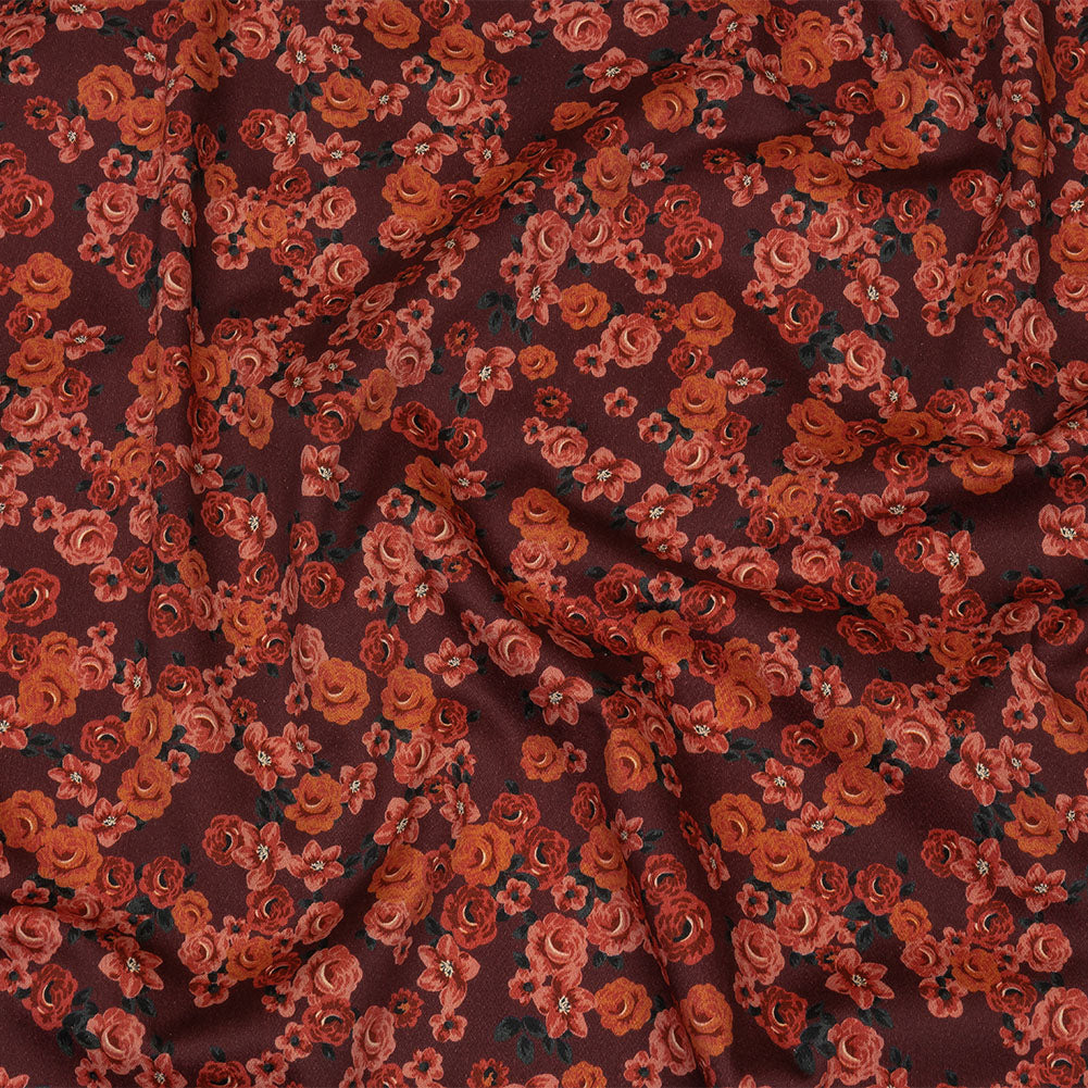 Stretch Cotton Sateen - Red Floral - Rose Garden Romance Print - Mood Exclusive Rockland Collection - Joann Fabrics