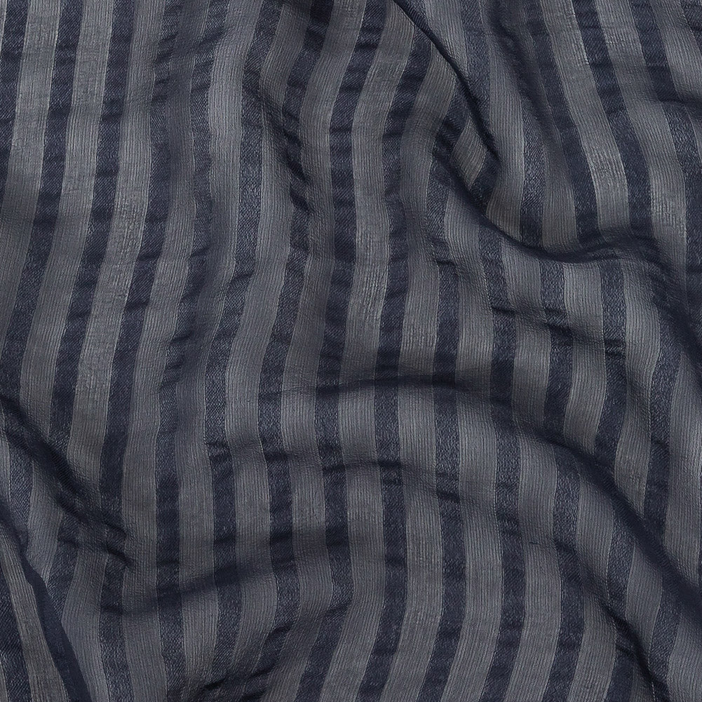 Famous Australian Designer Navy Silk Georgette with Twill Stripes - Joann Fabrics