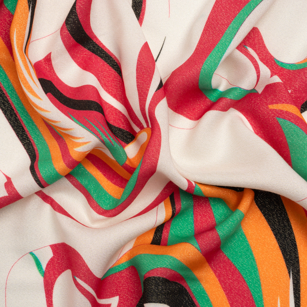 Metallic Viscose Woven Print - Pink, Green and White Abstract - Mood Exclusive Air Ride - Joann Fabrics