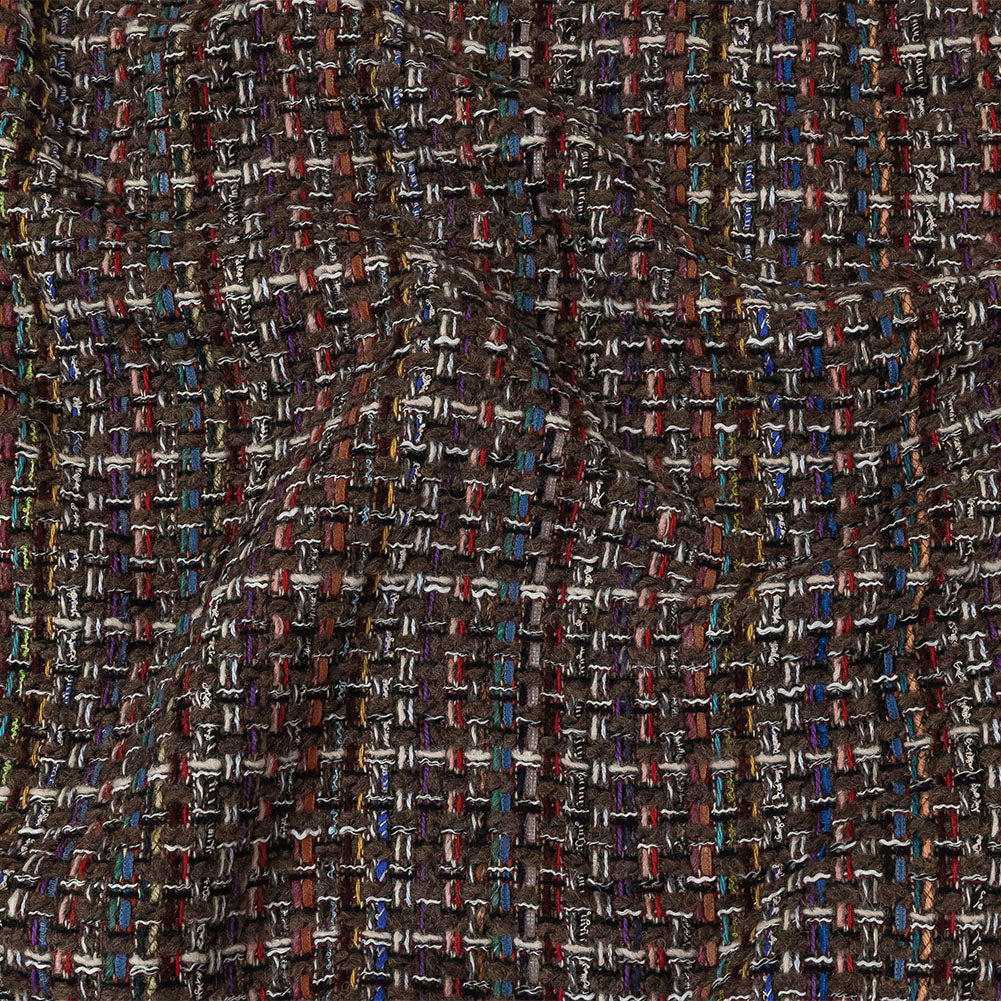 Black Coffee, Cream and Multicolor Tweedy Plaid Blended Wool Woven - Joann Fabrics