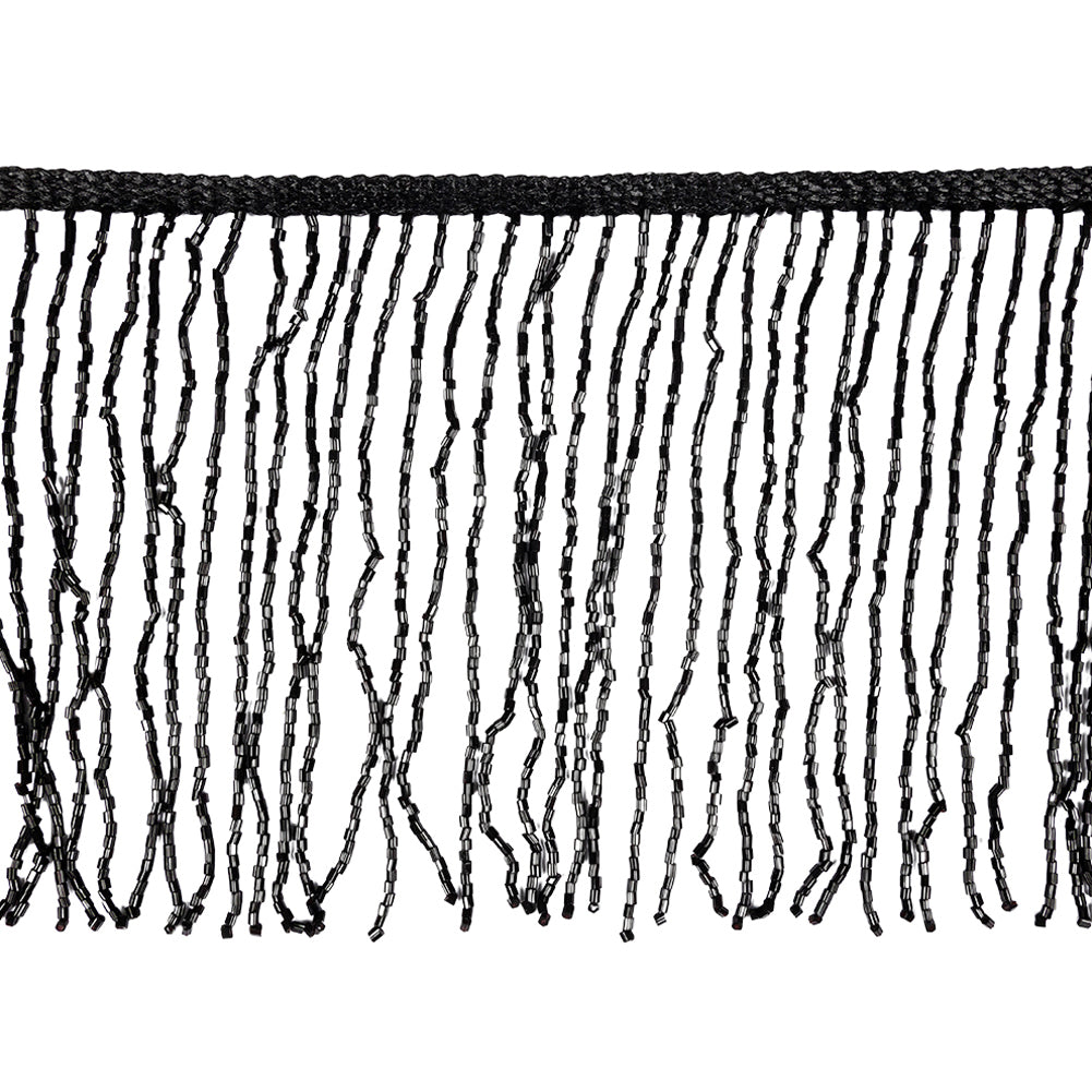 Charcoal Beaded Fringe on Braided Lip - 5