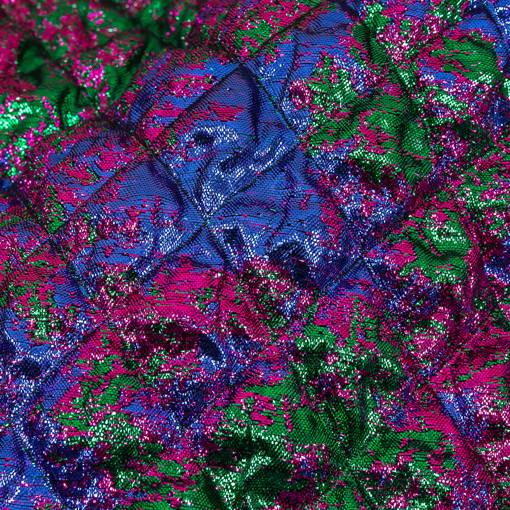 Metallic Green, Blue and Fuchsia Diamond Quilted Luxury Brocade - Joann Fabrics