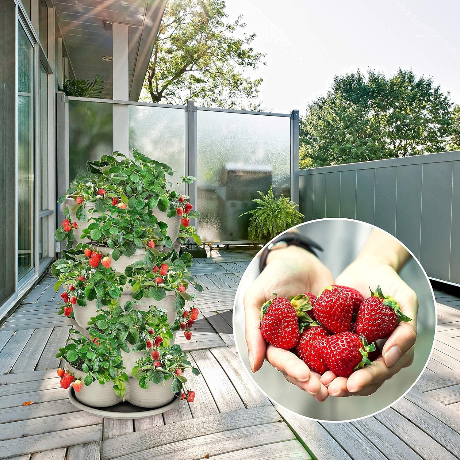 Amazing Creation Stackable Planters for Vertical Garden in Off White ...
