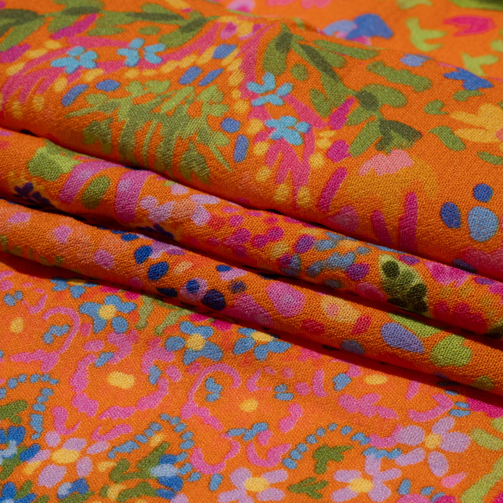 Sustainable Viscose Crepe - Orange Paisley - Amsterdam Market Print - Mood Exclusive Gisele Collection - Joann Fabrics