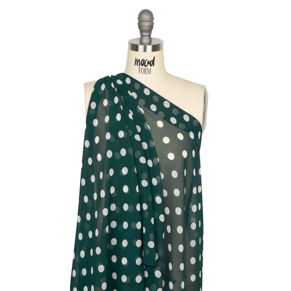 Famous Australian Designer Teal and White Polka Dot Nylon Georgette - Joann Fabrics