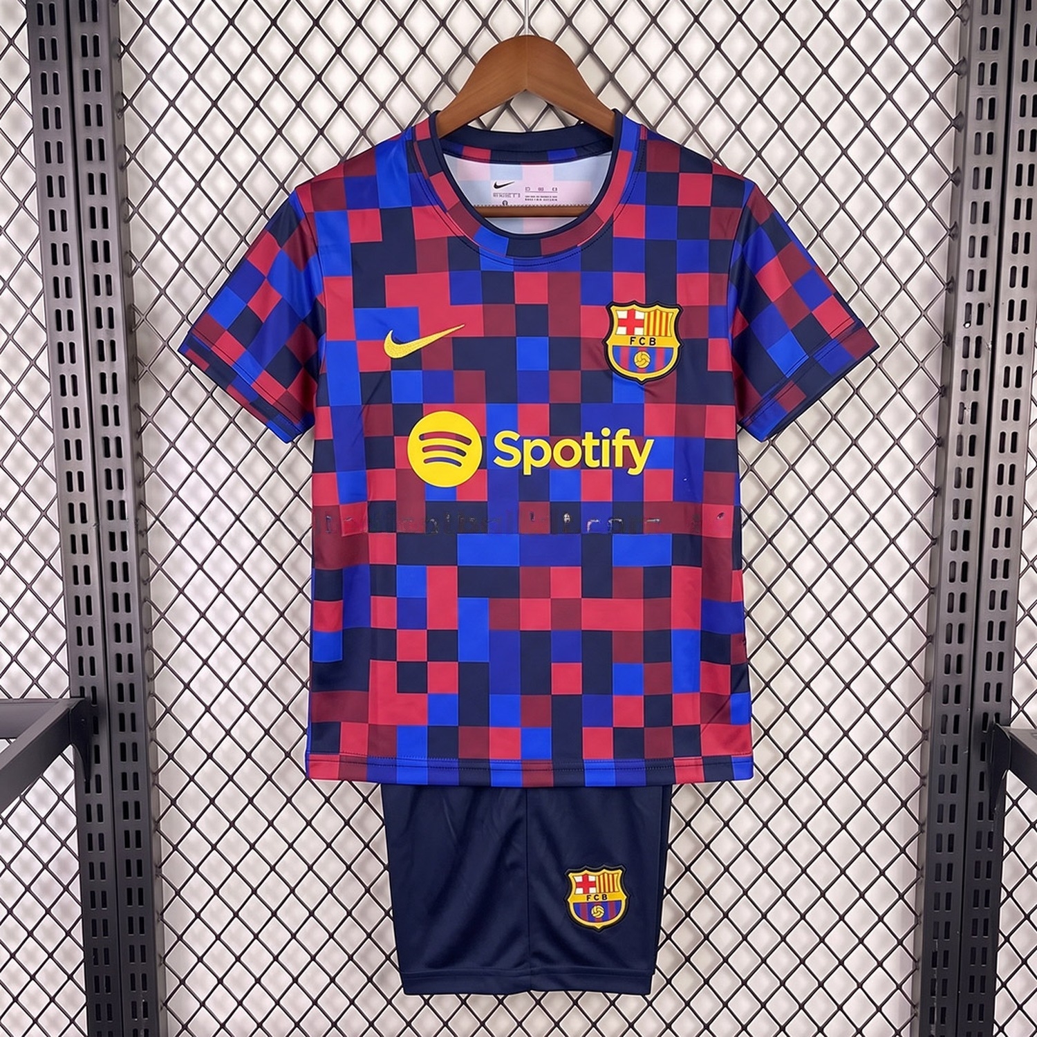 Barcelona 26-27 Red Blue Lattice Pre-Match Kids Kit - UnitedFutballJersey
