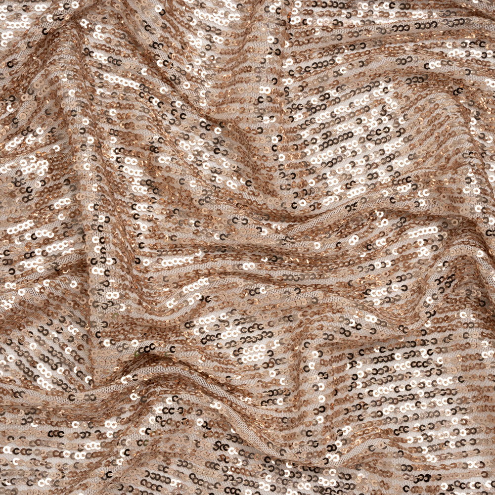 Polyester Stretch Mesh with Baby Sequins - Champagne Stripes - Designer Deadstock - Joann Fabrics