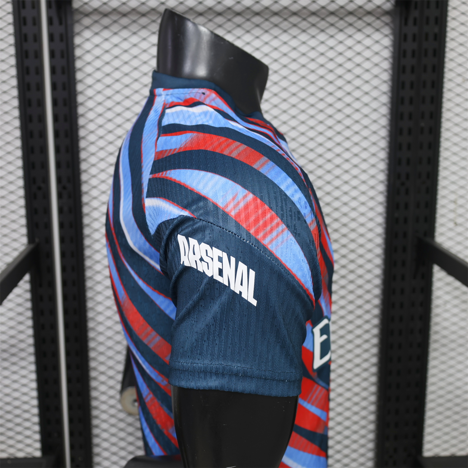 Arsenal 26-27 Red Blue Teal Diagonal Stripes Pre-Match Jersey - Player Version - UnitedFutballJersey