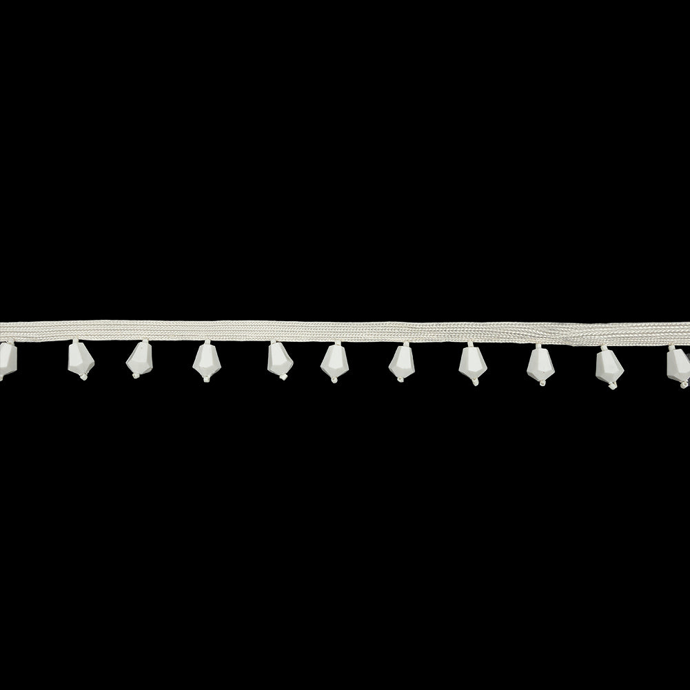 Vintage White Beaded Fringe on Ivory Tape - 0.75