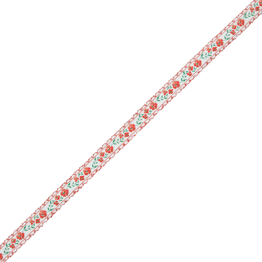 Orange Floral German Jacquard Ribbon - 0.5
