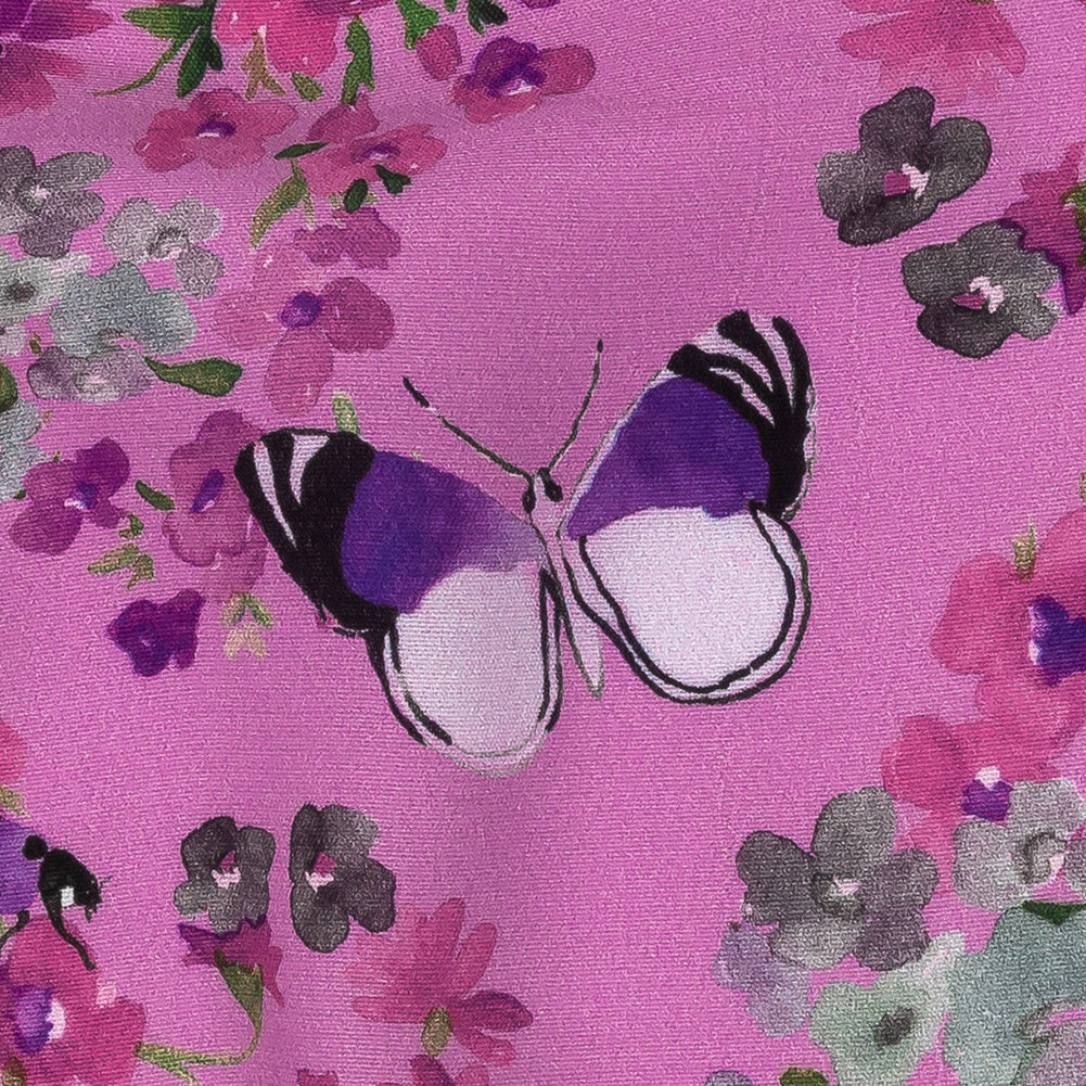 Sustainable Viscose Woven Print - Orchid Butterflies and Flowers - Mood Exclusive Mariposa Oasis - Joann Fabrics