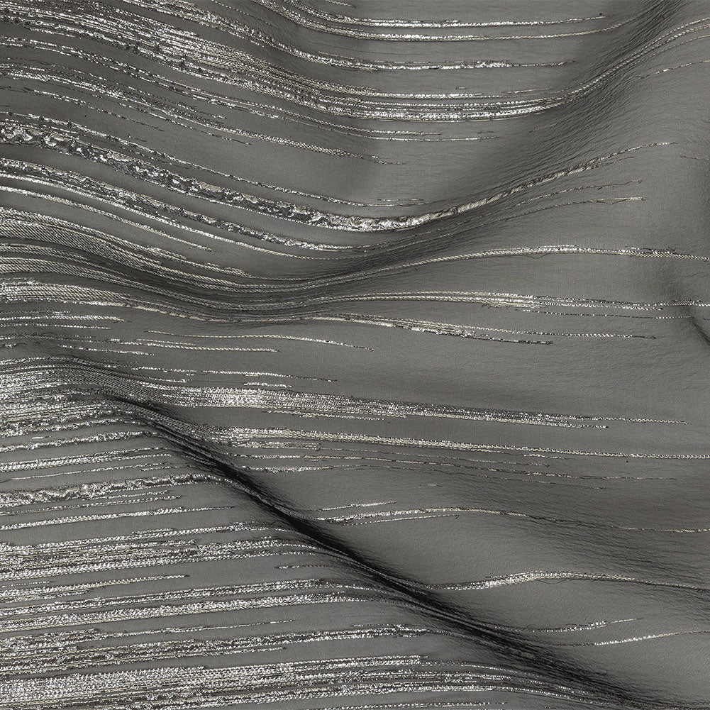 Metallic Silver and Black Lines Luxury Organza Brocade - Joann Fabrics