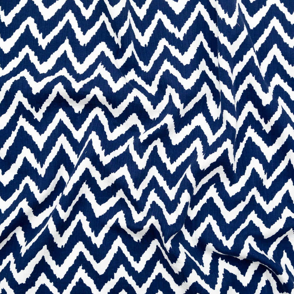 Milly Navy and White Zig Zag Printed Cotton Dobby - Joann Fabrics