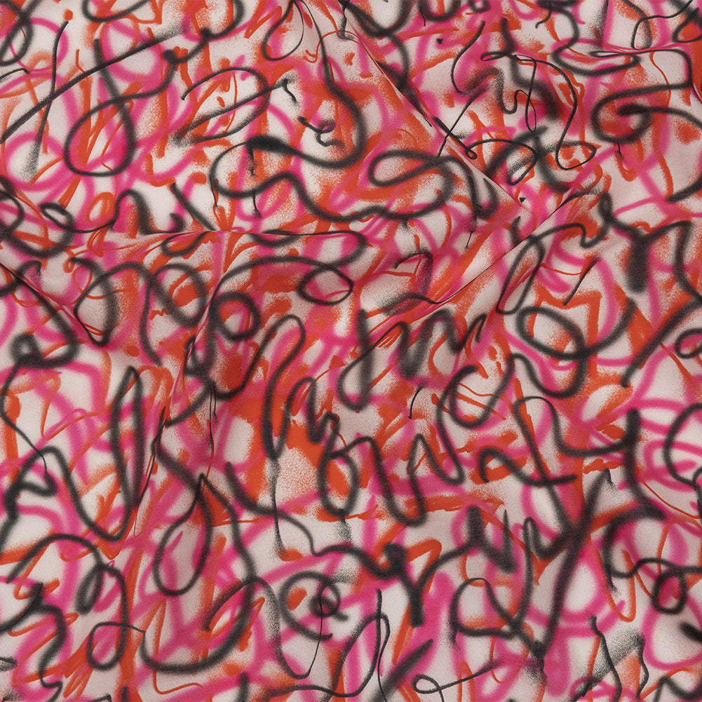 Cotton Voile - Pink Spraypaint Scribbles - Love Notorious Print - Mood Exclusive Metro Collection - Joann Fabrics