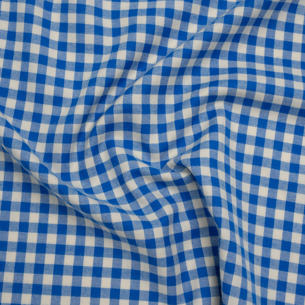 Cotton Twill Flannel - Cerulean Blue and Cream Gingham Check - Designer Deadstock - Joann Fabrics