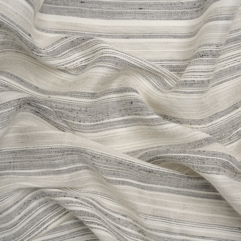 Famous Australian Designer White and Gray Barcode Stripe Linen and Cotton Woven - Joann Fabrics
