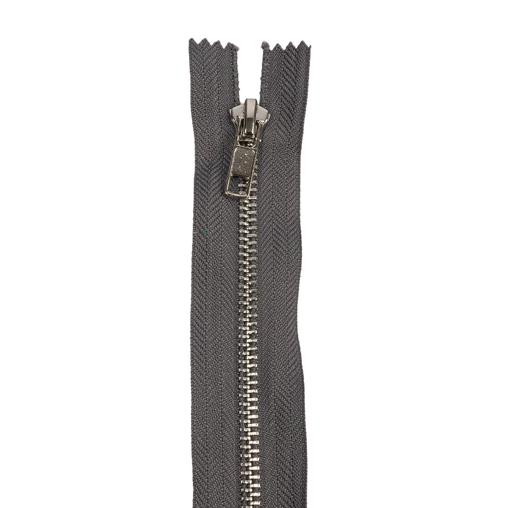 Charcoal and Silver T5 Closed End Metal Zipper - 36