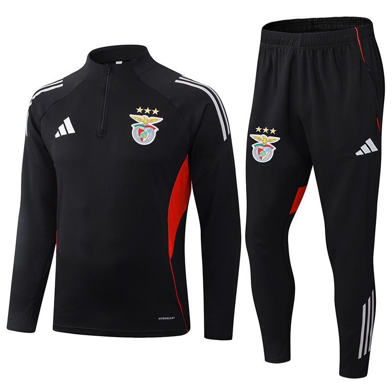 2025/2026 Benfica Half-Pull Training Suit Black Football Shirt 1:1 Thai Quality Set