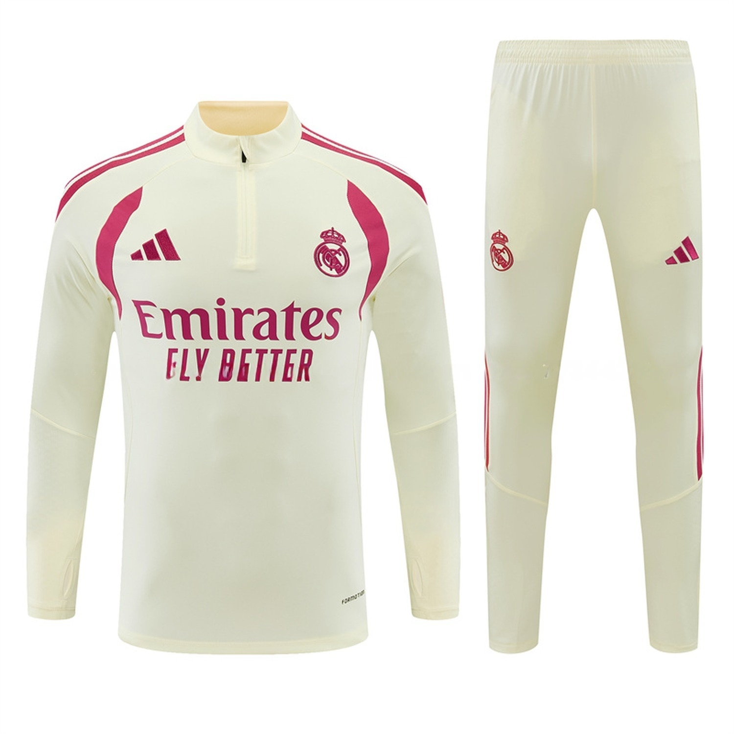 Real Madrid 26-27 Long Sleeve Training Set - Cream Top & Cream Pants - UnitedFutballJersey