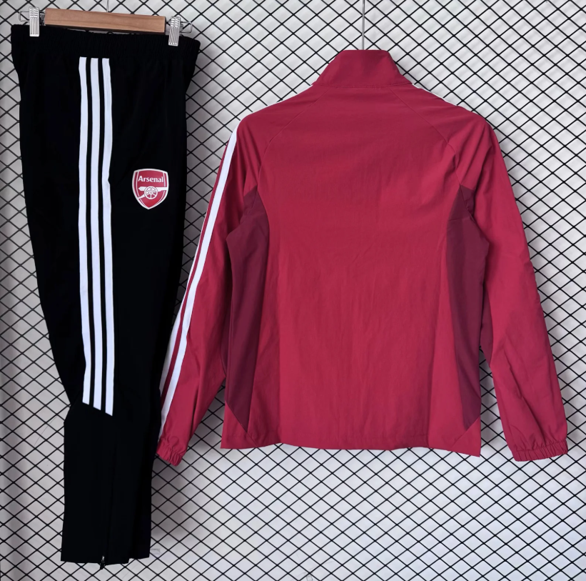 Arsenal 26-27 Windbreaker Training Set - Red Top and Black Pants - UnitedFutballJersey