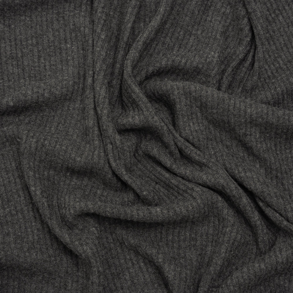 Brushed Cozy Stretch Viscose 2x2 Rib Knit - Anthracite Gray - Deadstock - Joann Fabrics