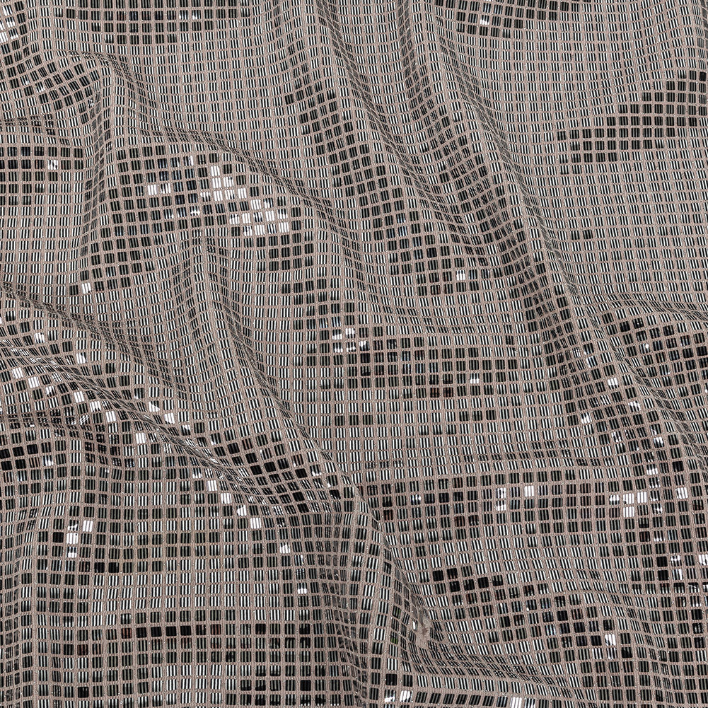 Stretch Knit with Square Metallic Sequins - Pale Pink- Liquid Sparks Collection - Joann Fabrics