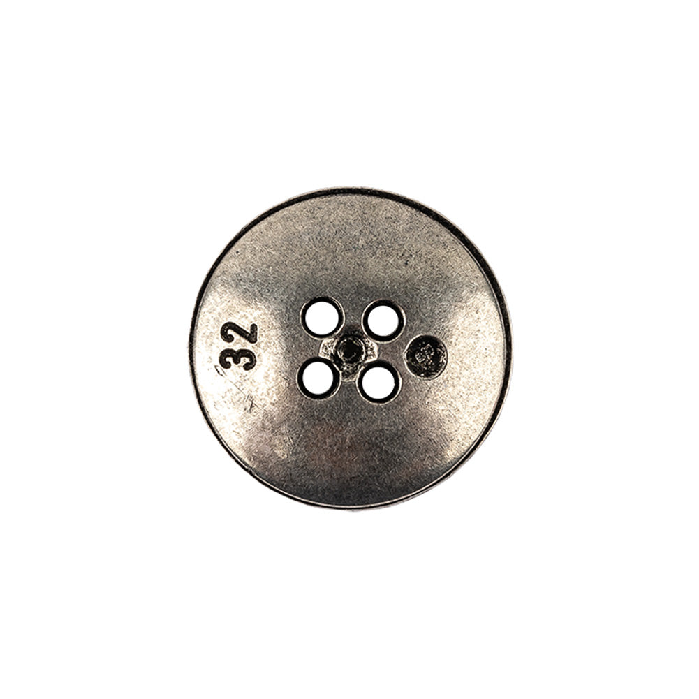 Italian Carbon Silver Shallow Plate 4-Hole Metal Look Coat Button - 32L/20mm - Joann Fabrics