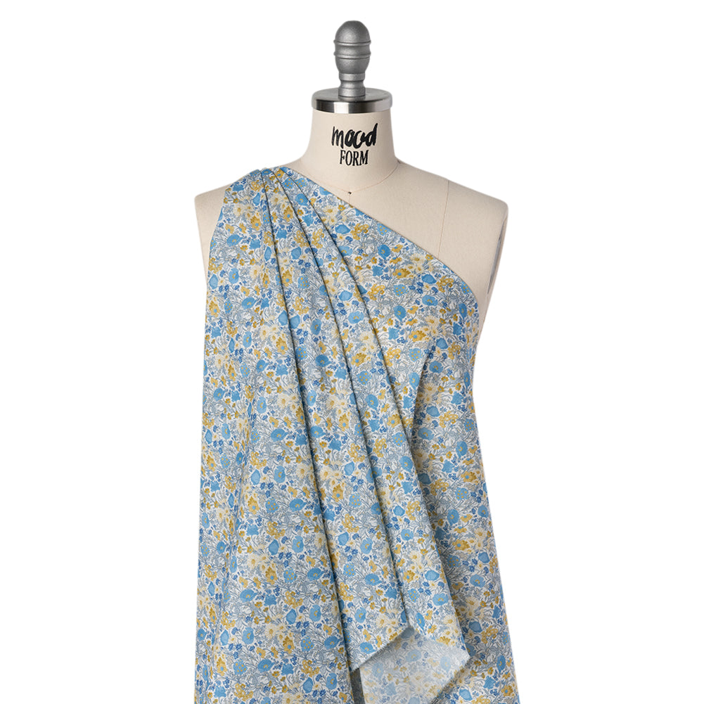 Liberty Fabrics Tana Lawn® - Florence May Blue - Yellow, Blue and White Wildflower Field - Joann Fabrics