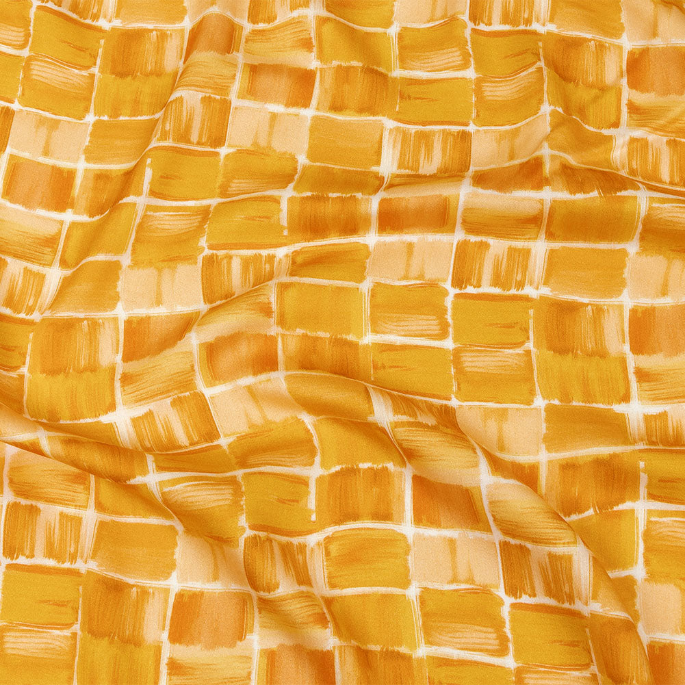 Rayon Challis - Yellow Painted Squares - Swatch Me Print - Mood Exclusive Citrus Collection - Joann Fabrics