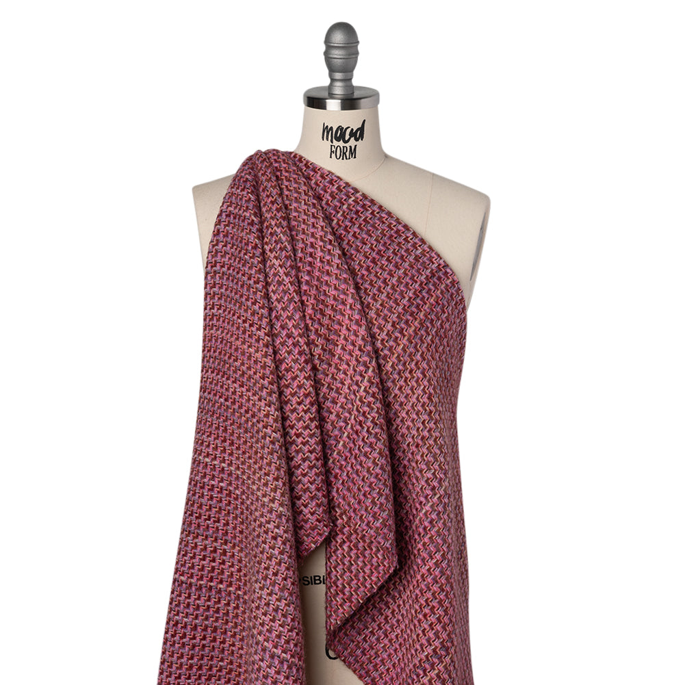 Wool Blend Tweed Twill Made in Italy - Pink, Rust Red and Purple - Joann Fabrics