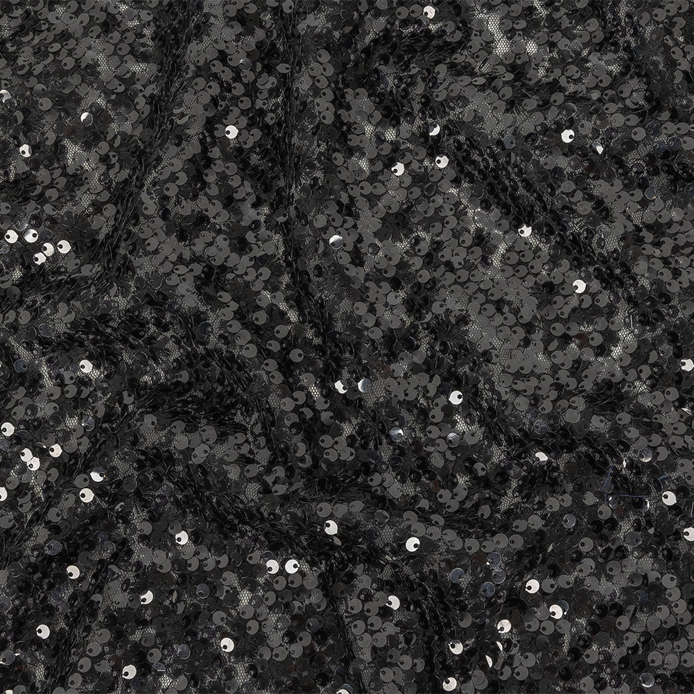 Black on Black Sequined and Embroidered Lace - Joann Fabrics