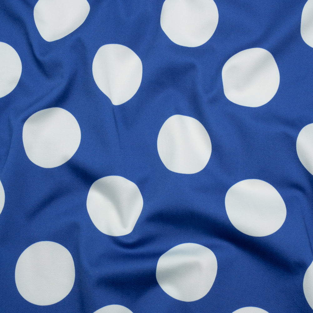 Stretch Cotton Sateen - Blue and White Polka Dots - Mood Exclusive Mahina Dots Print - Joann Fabrics